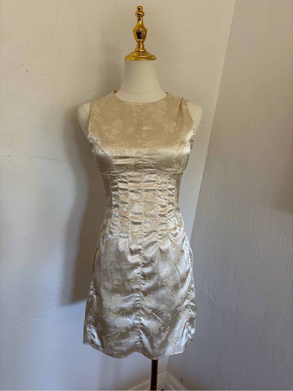 Lioness Cream Satin Floral Mini Dress